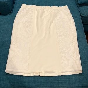 White Lace Panel Pencil Skirt